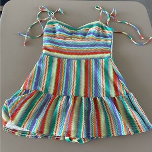 Amanda Uprichard Romper in Rainbow Stripe